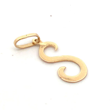 Estate 14K Yellow Gold Polished Letter Initial S Charm Pendant