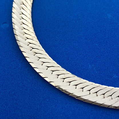 Vintage Italy GLO 925 Sterling Silver Flat Serpentine Link Chain Necklace
