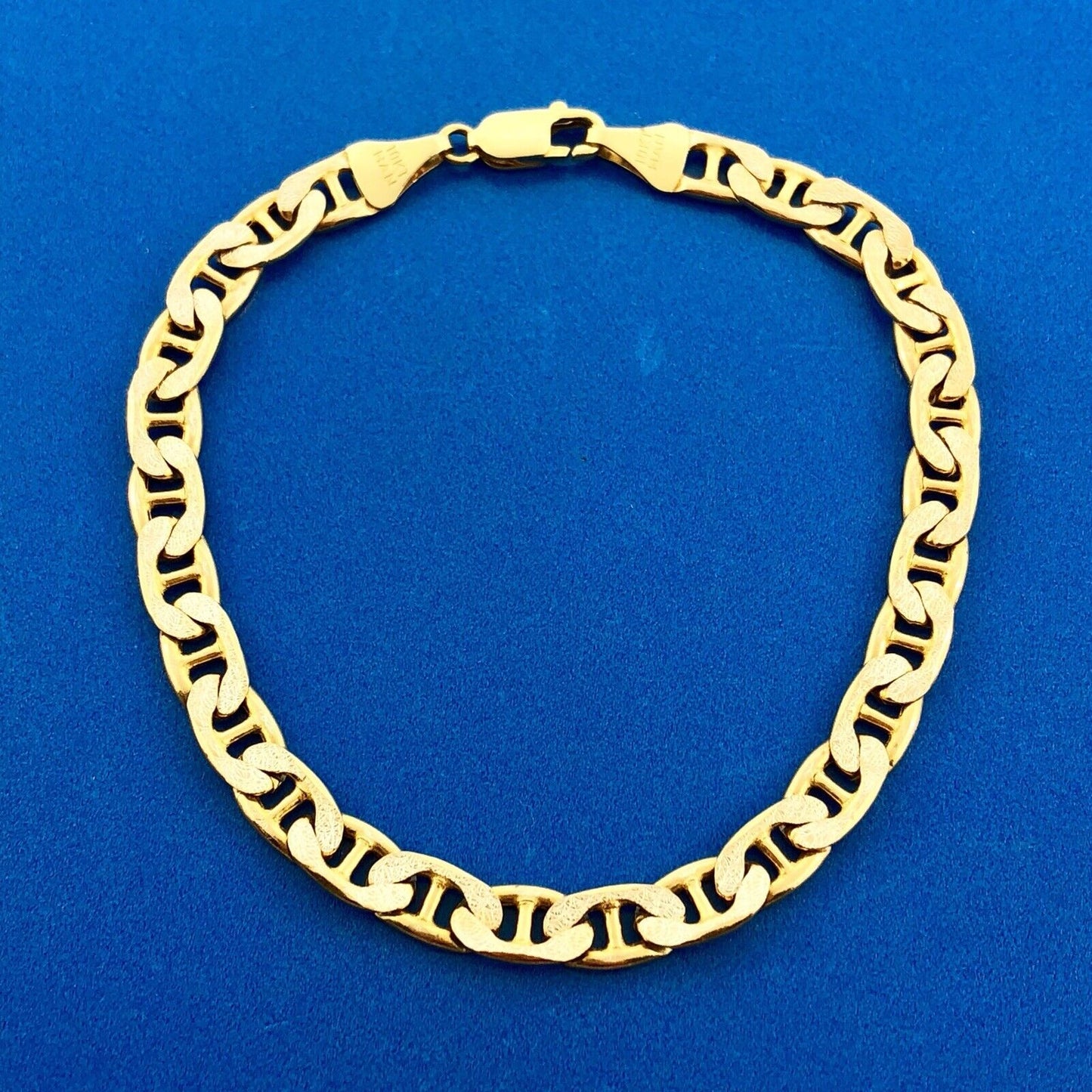 Designer Italy HAN 10K Unisex Mariners Link Florentine Polished Finish Bracelet
