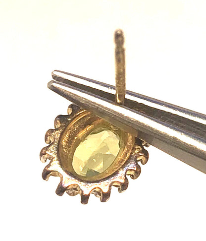 Designer 925 Sterling Silver Vermeil Two Tone Green Peridot Oval Stud Earrings