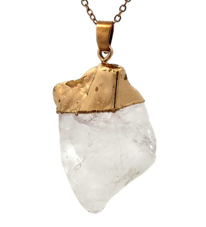 Vintage Gold & Silver Tone Crystal Quartz Chakra Healing Necklace Earrings Set