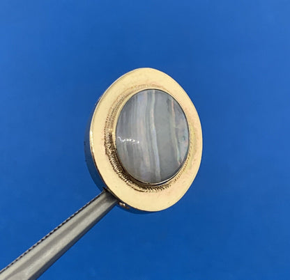 Vintage 10K Yellow Gold Oval Opal Slide Bracelet Charm