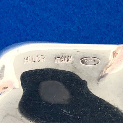 Designer Milor Italy 925 Sterling Silver Two Toned Textured Modernist Pendant