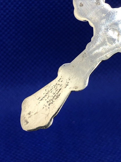 Vintage 925 Sterling Silver Religious Detailed Scroll Large Cross Pendant