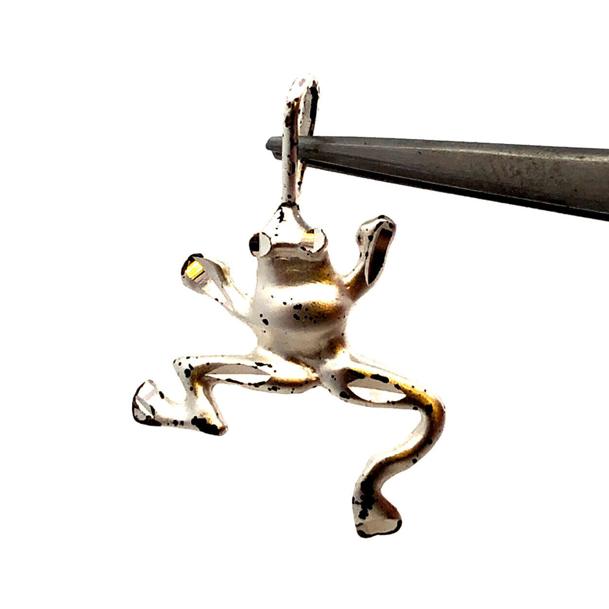 Designer Vintage 925 Sterling Silver Jumping Frog Amphibian Pendant