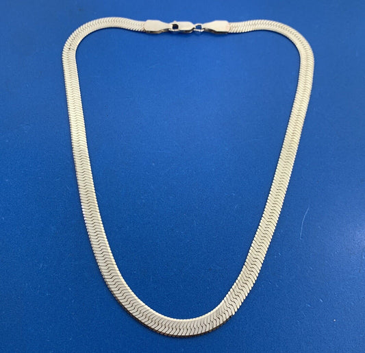 Designer Signed PC 925 Sterling Silver Herringbone Chain Necklace