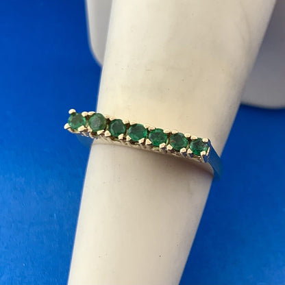 Gorgeous 14k Yellow Gold Round Cut Emerald Prong Set Raised Ring Size 5.25