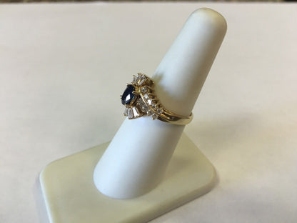 14k Yellow Gold Oval Sapphire with Diamond Accents Cocktail Ring