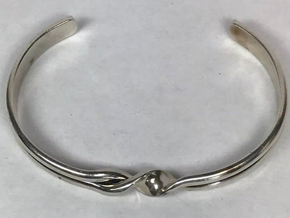 Vintage Sterling Silver 925 Modernist Twist Open Cuff Bracelet