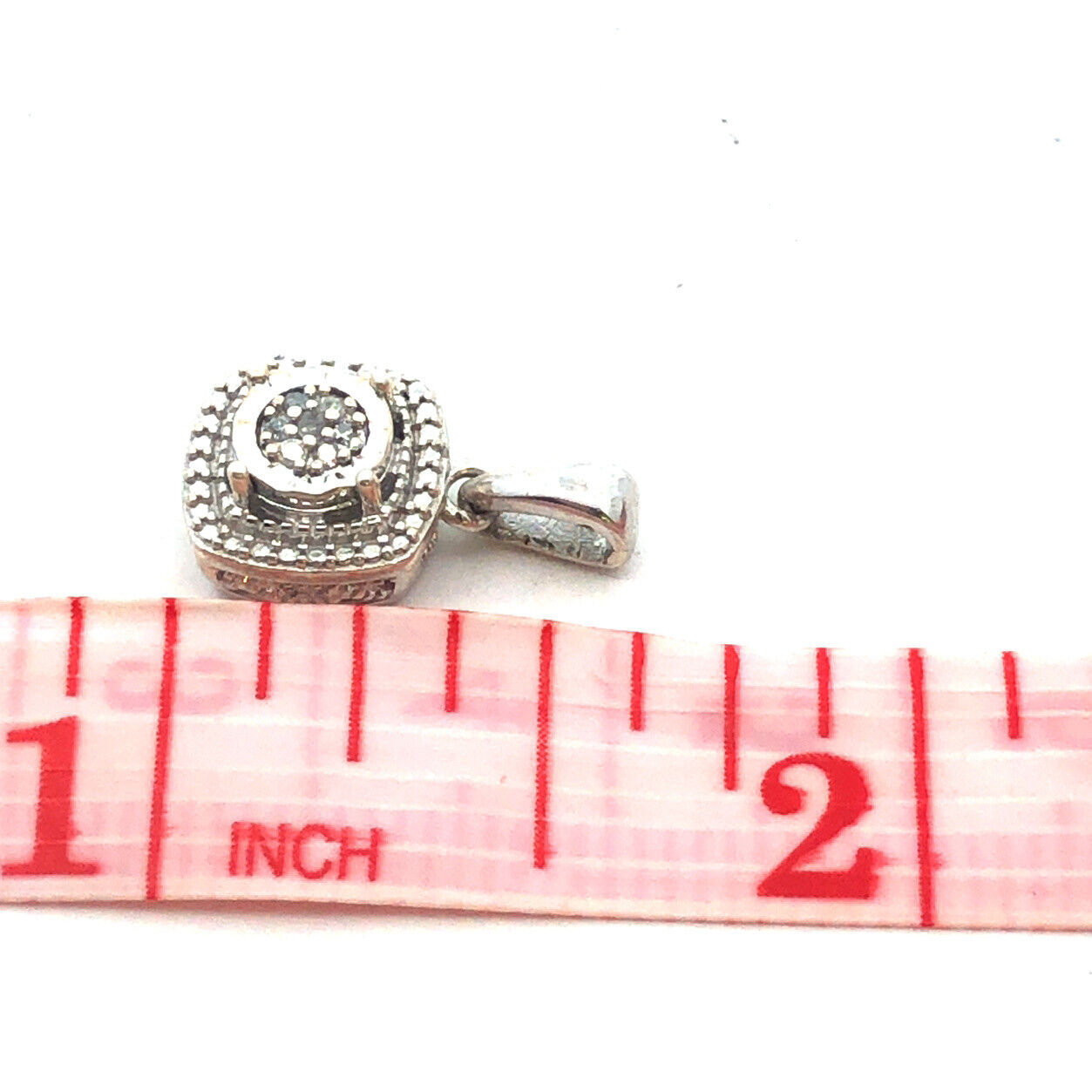 Designer 925 Sterling Silver Diamond Cluster Illusion Halo Setting Charm Pendant