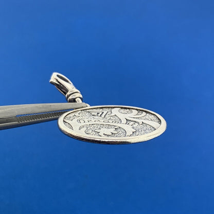 Silpada 925 Sterling Silver Floral Scroll Dream It Reversible Disc Charm Pendant