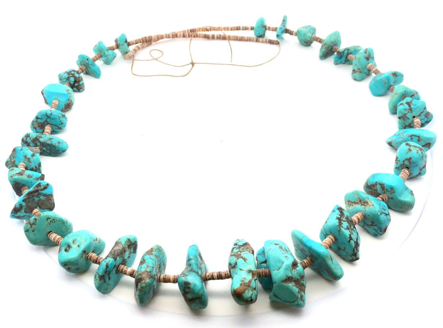 Vintage Artisan Natural Turquoise Chunky Beads Agate Bead Statement Necklace