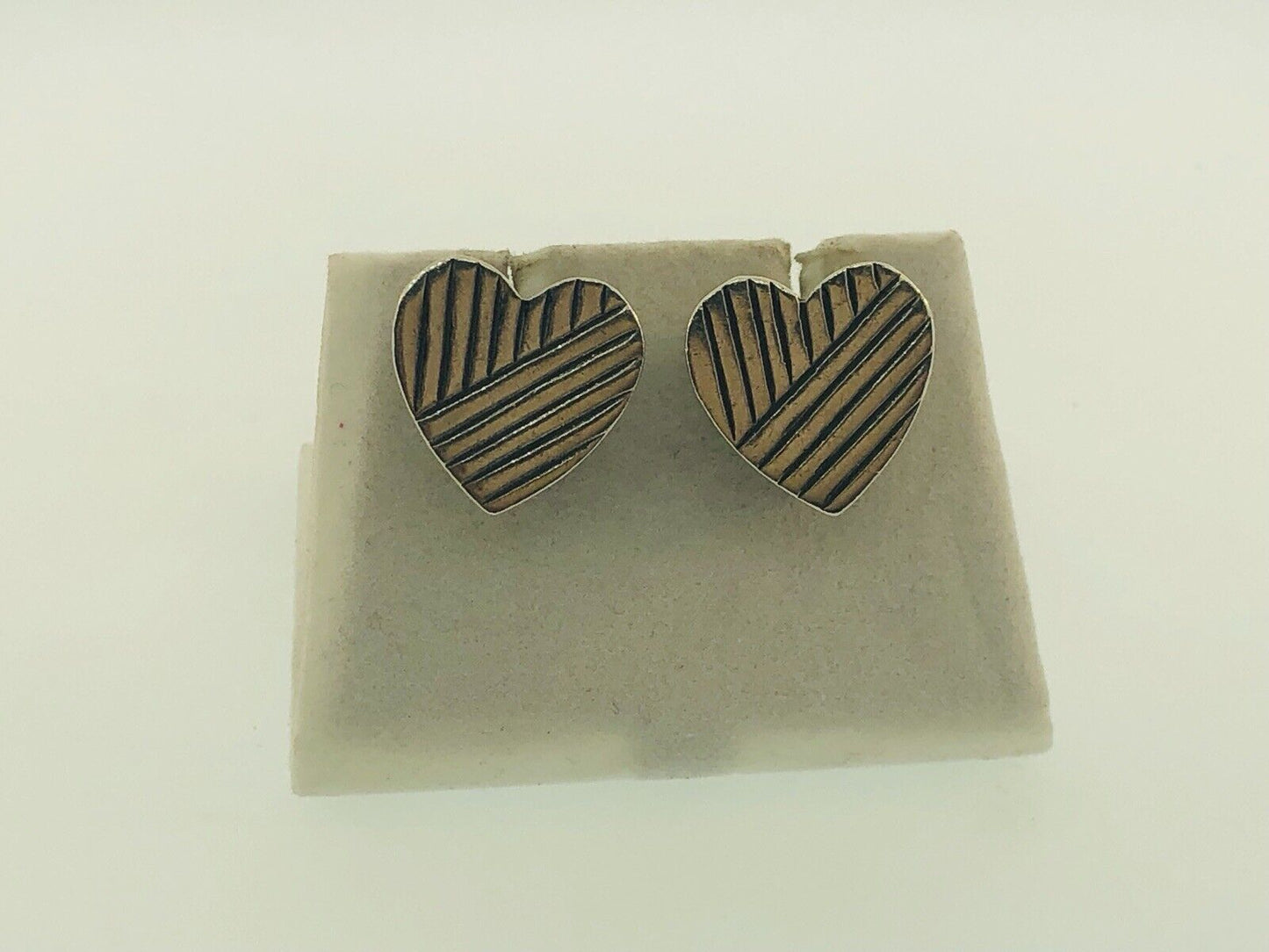 Retired Mignon Faget 14K Yellow Gold Sterling Silver Hard Hearts Stud Earrings