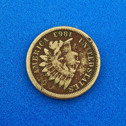 1863 P 1 Cent Indian Head Cent with Shield Better Key Date Copper-Nickel Coin