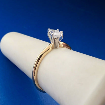 Vintage WTJ 14K Yellow Gold Marquise Diamond Solitaire Engagement Promise Ring