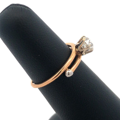Vintage 18k Yellow Gold European Cut Diamond Ring Carat Size 6