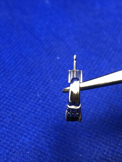 Black Onyx Diamond Accented 925 Sterling Silver Half Huggie Hoop Stud Earrings