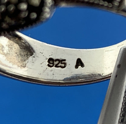 Designer 925 Sterling Silver Red Carnelian Marcasite Square Dome Ring