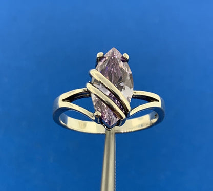 Designer 925 Sterling Silver Purple Marquise Cubic Zirconia CZ Modernist Ring