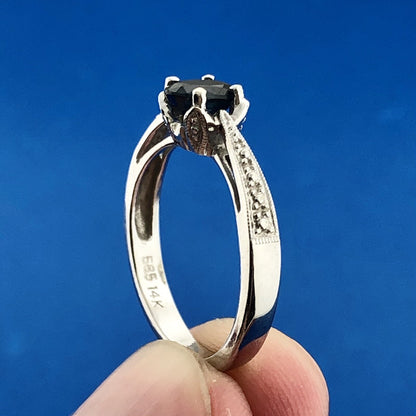 Designer YCH 14K White Gold Oval Sapphire September Occasion Anniversary Ring