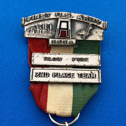 1958 First U.S. Army Slow Fire Rifle Team 2nd Place Team Award Ribbon & Medal