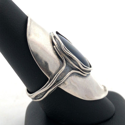 Designer 925 Sterling Silver Oval Abalone Cabochon Statement Finger Ring