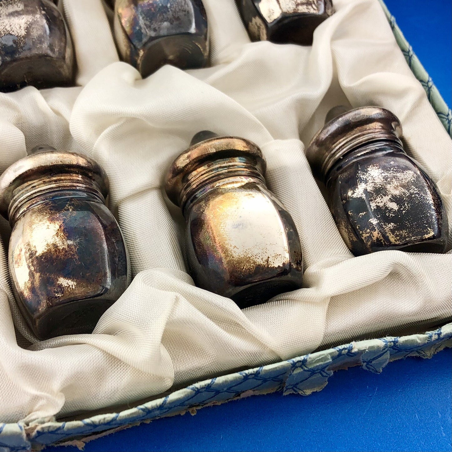 Vintage Vincent Lollo 925 Sterling Silver 6 Individual Salt Pepper Shakers W/Box