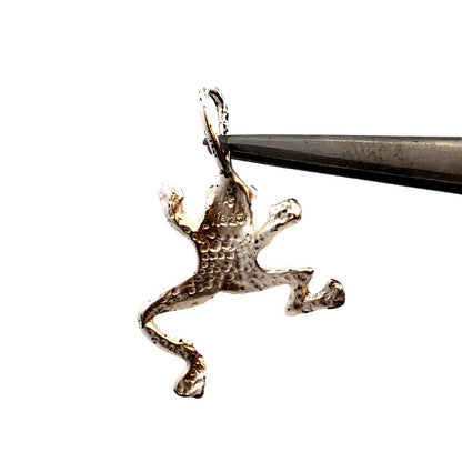Designer Vintage 925 Sterling Silver Jumping Frog Amphibian Pendant