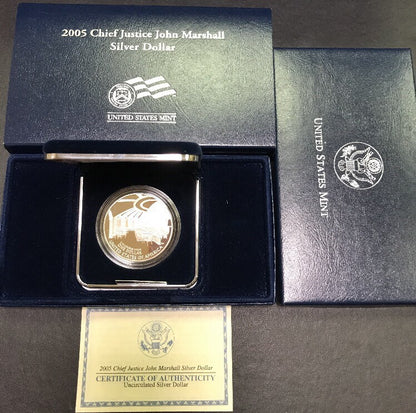 2005 P Chief Justice John Marshall Commemorative Proof Silver Dollar $1