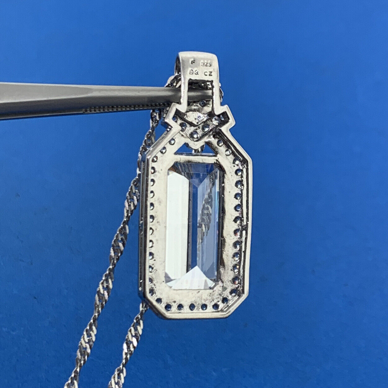 Designer Sterling Silver Diamonique Cubic Zirconia Statement Pendant Necklace