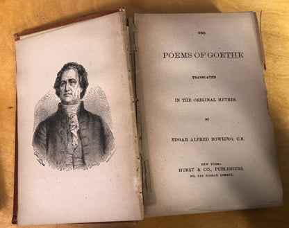 Antique 1874 Poems Of Goethe & A Collection Of Familiar Quotes Lot Of 2 Books