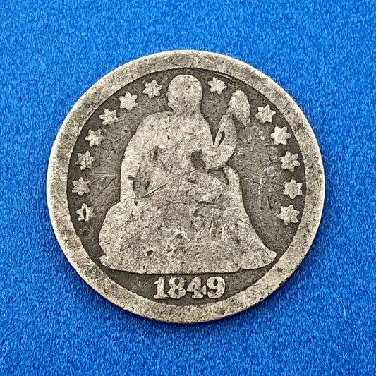 1849 P Seated Liberty Silver Dime 10c Better Key Scarce Rare Philadelphia Coin