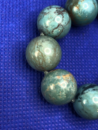 Whitney Kelly 925 Sterling Silver Turquoise Beaded Hand Knotted Chunky Necklace
