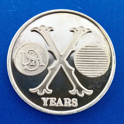 1973 Fairfield CA/Vallejo CA Coin Club 10 Year Anniv One Ounce .999 Silver Round