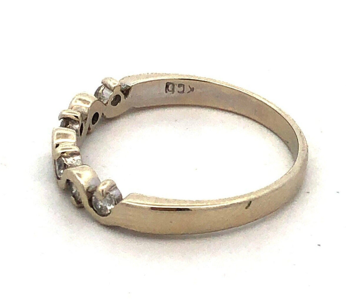 Designer KCO 14K White Gold Round Diamond Wave Wedding Anniversary Band Ring