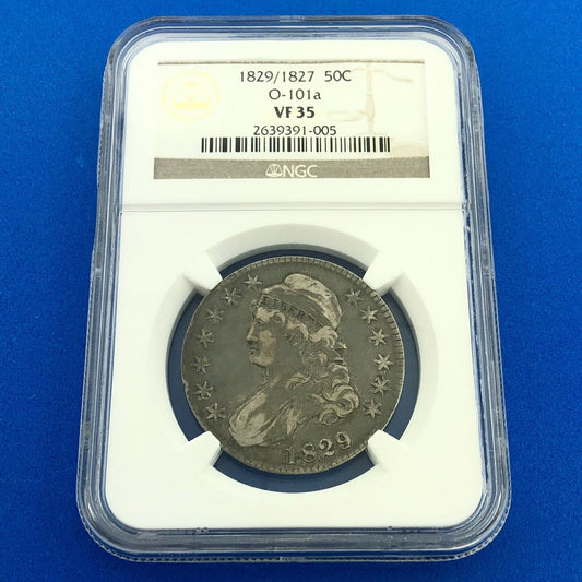 1829/1827 Capped Bust Silver Half Dollar 50c Overdate NGC VF35 O-101a Coin