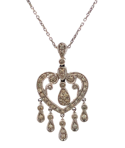 Gordon's 14k White Gold Diamond Heart Pendant Dangle Necklace JWBR