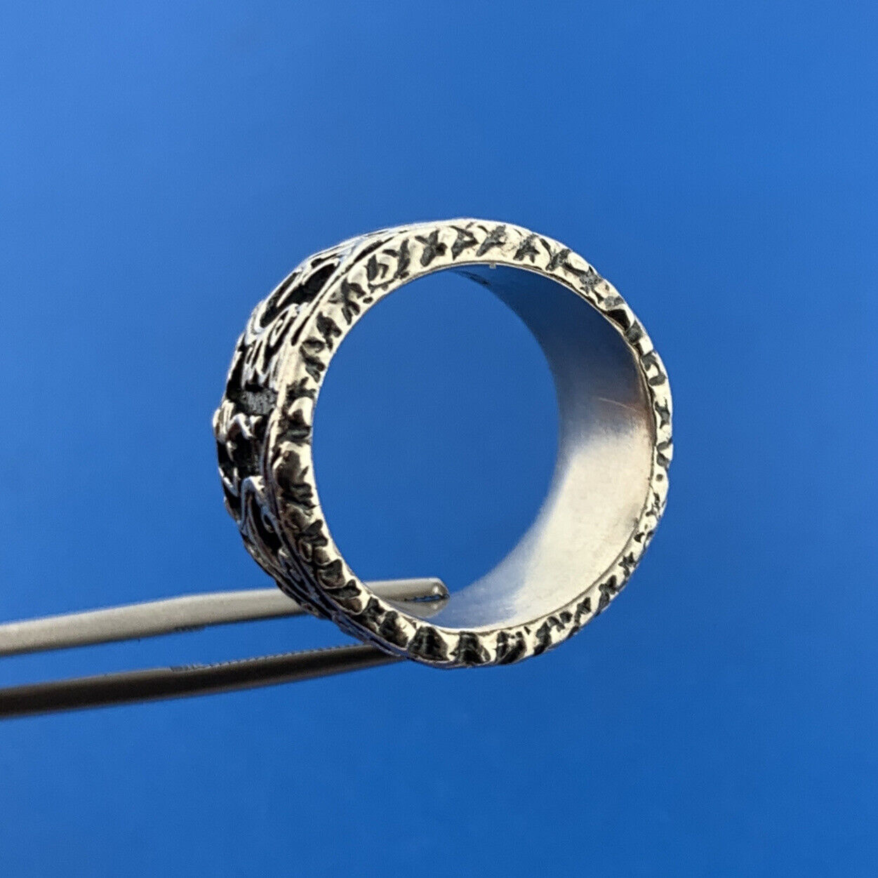 Israel Prodesso 925 Sterling Silver Leaf Vine Scroll Wide Cigar Band Ring