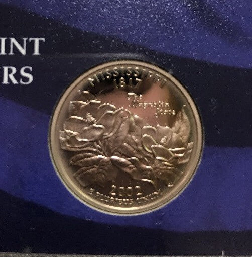 2002 S United States Mint Proof State Quarters 5 Coin Clad Set w/ Box/COA