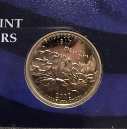 2002 S United States Mint Proof State Quarters 5 Coin Clad Set w/ Box/COA