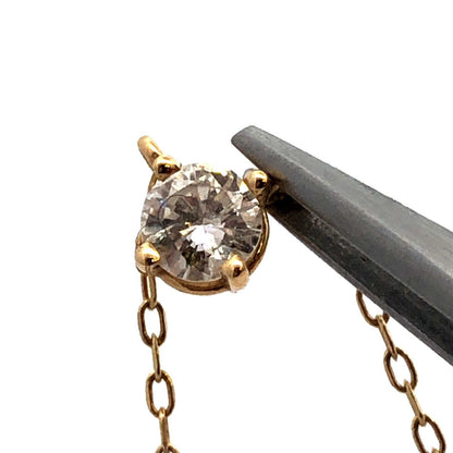 Designer 14K Yellow Gold Round Diamond Solitaire Pendant Chain Necklace