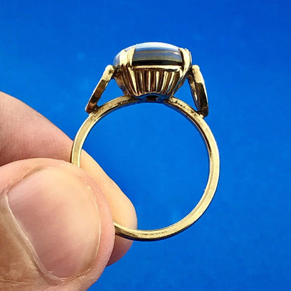 Vintage 10K Yellow Gold Filled Opal Doublet Cabochon October Anniversary Ring