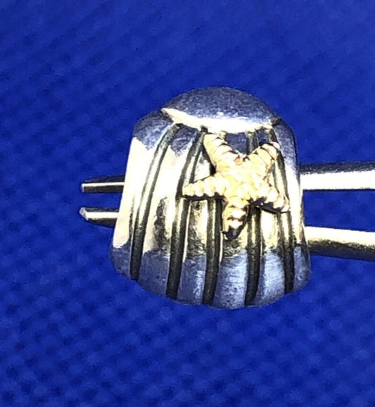 PANDORA ALE Two-Toned 925 Sterling 14K Gold Seashell Starfish Bead Charm 790249