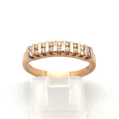 14K Yellow Gold Round Diamond Channel Set Wedding Anniversary Band Ring