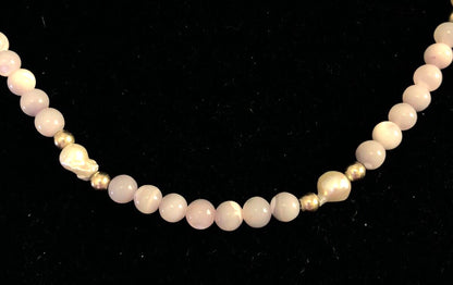 Estate 14K Yellow Gold Filled Baroque Pearl Lavender Quartz Beaded Necklace