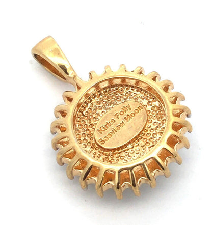 Kirk's Folly Gold Tone Aurora Bourealis Rhinestone Irridescent Man Moon Pendant