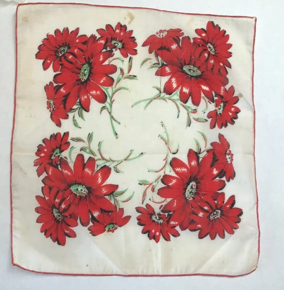 Vintage 7 Item Lot Floral Paisley Ladies Embroidered Edge Handkerchiefs