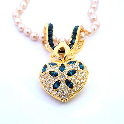 Nolan Miller Glamour Collection Gold Tone Princess Crystal Heart Necklace