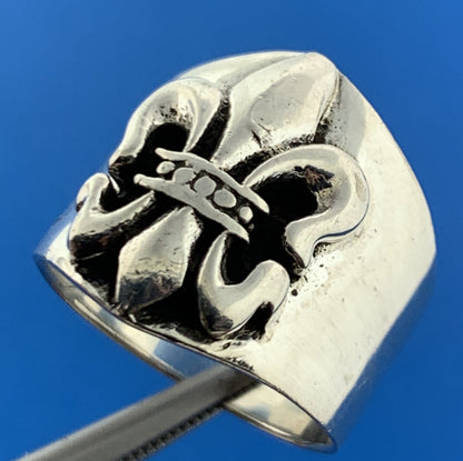 925 Sterling Silver Fleur De Lis New Orleans Religious Statement Ring