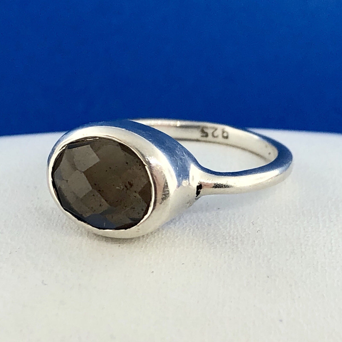 Designer Sterling Silver 925 Oval Smoky Quartz Topaz Fashion Ring